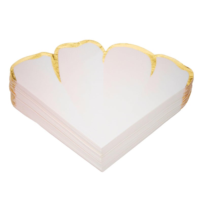 BLUE PANDA Wedding Floral Paper Napkins Pink & Gold - 50 Count, 6.25 x 6 in, 3-Ply Scalloped Edges - Disposable Party, Paper Dinner, Baby Shower & Passover Napkins - Absorbent & Tear-Resistant - Image 1